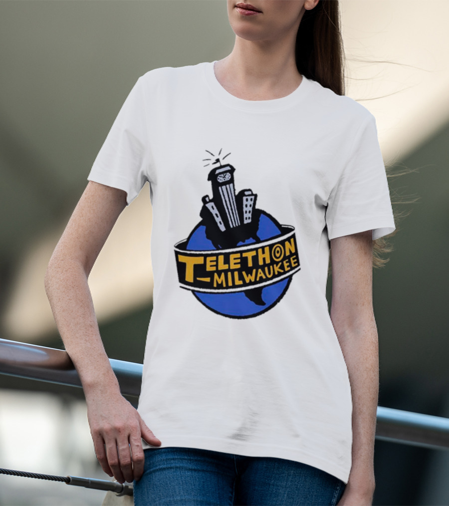 Telethon Milwaukee City Skyline Over Earth T-Shirt