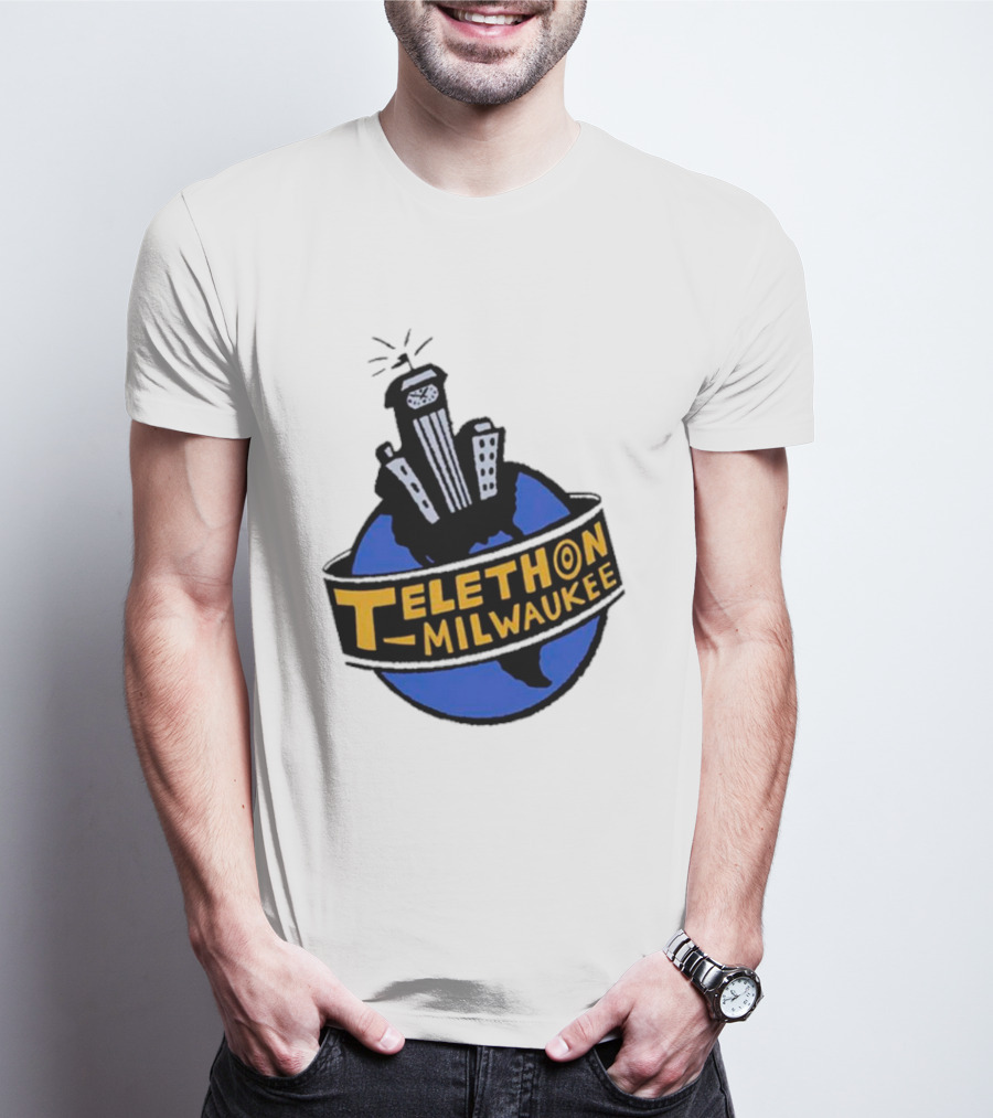 Telethon Milwaukee City Skyline Over Earth T-Shirt