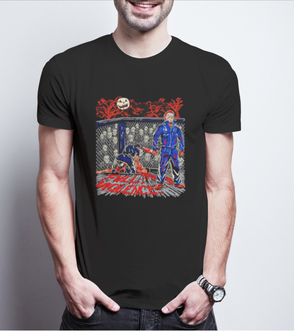 Michael Myers Full Moon Cage Violence Blood Halloween T-Shirt