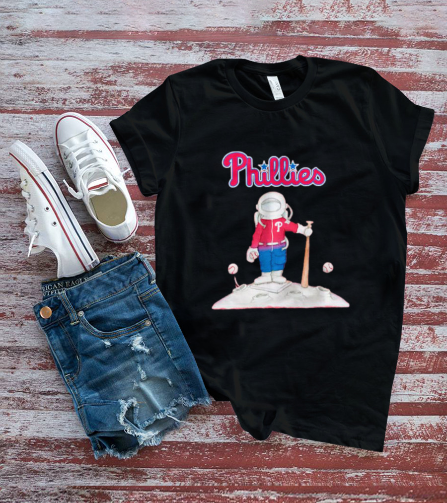 Phillies Astronaut Baseball Moon Adventure T-Shirt