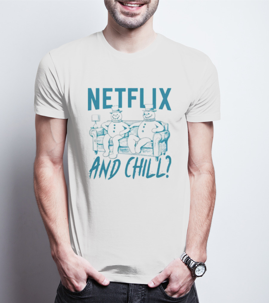 Netflix And Chill Snowman Couch Scene T-Shirt