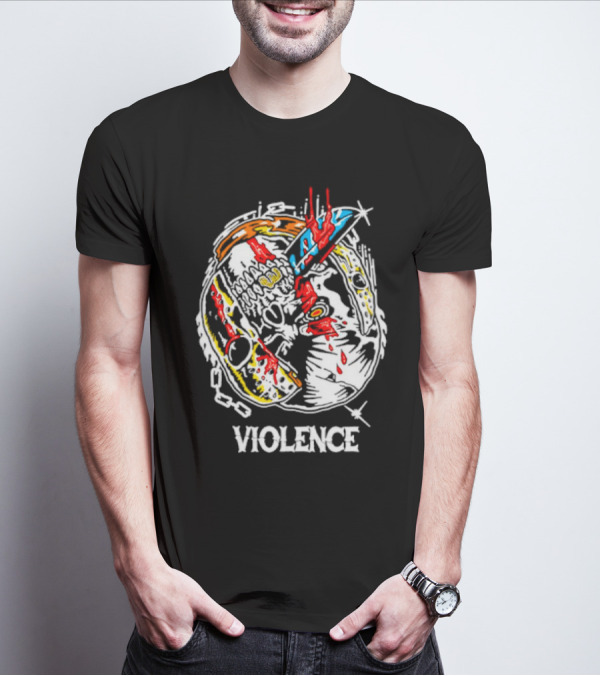 Slasher Mask Chainsaw Knife Violence T-Shirt