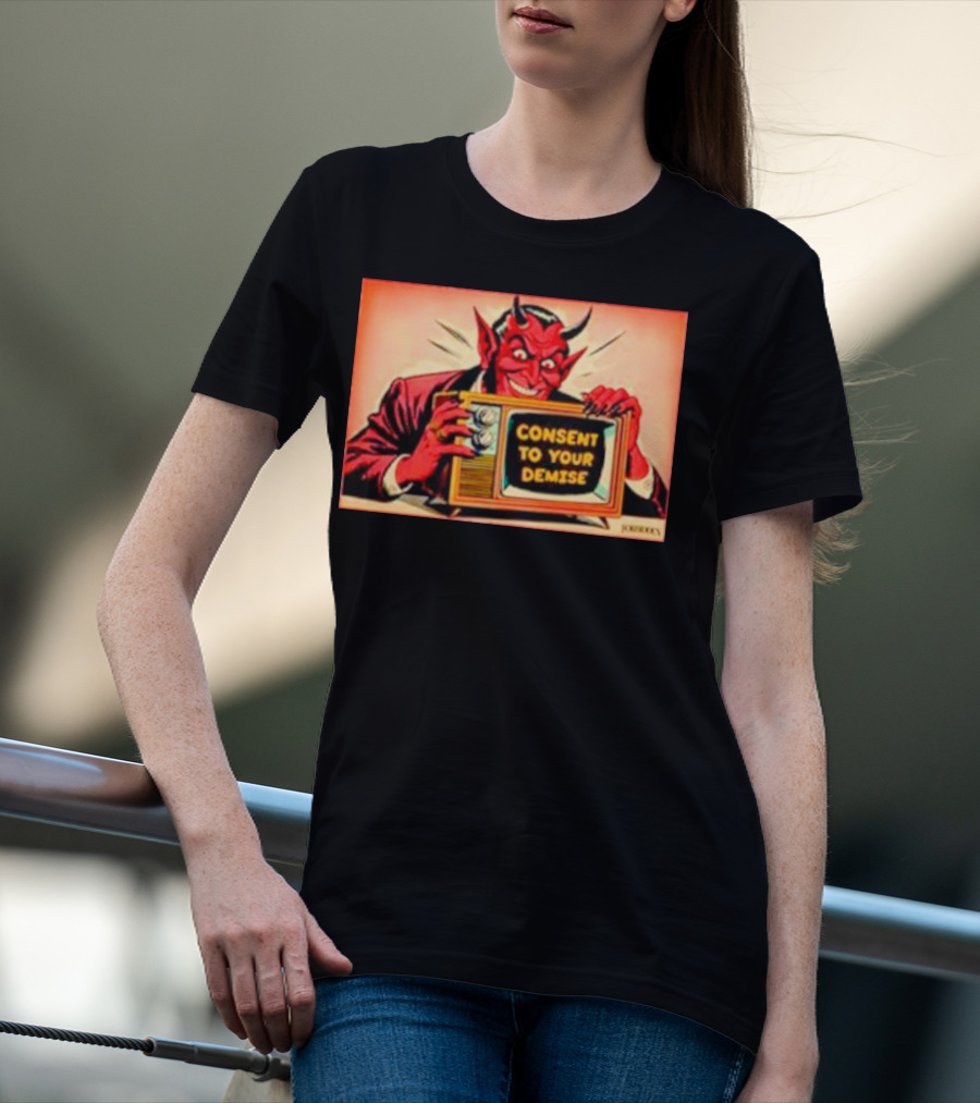 Devil Consent To Your Demise Retro TV Illustration By John Henry T-Shirt