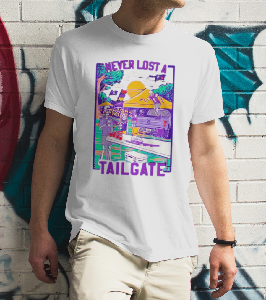 East Carolina Pirates Never Lost A Tailgate Skeleton Party Scene T-Shirt