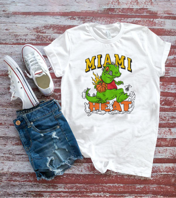 Miami Heat Reptar Holding Basketball Rugrats Crossover T-Shirt
