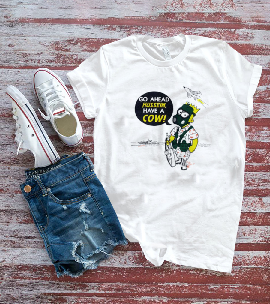 The Simpsons Go Ahead Hussein Have A Cow Comic With Military Jet And Tank T-Shirt