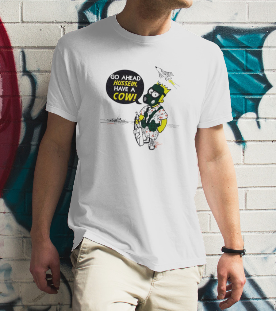 The Simpsons Go Ahead Hussein Have A Cow Comic With Military Jet And Tank T-Shirt