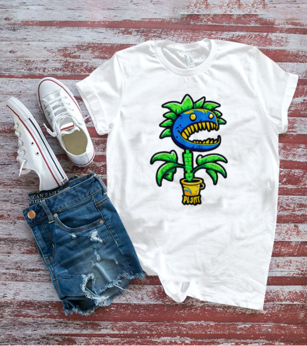 Industry Plant Blue Monster With Yellow Teeth In Yellow Pot T-Shirt