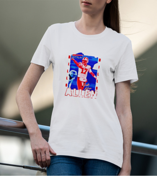 Josh Allen Buffalo Bills NFL Quarterback Iconic Play Action Image T-Shirt