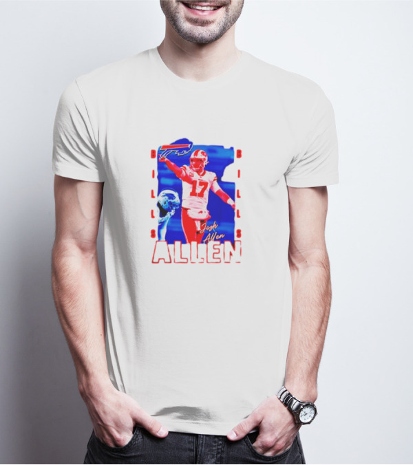Josh Allen Buffalo Bills NFL Quarterback Iconic Play Action Image T-Shirt