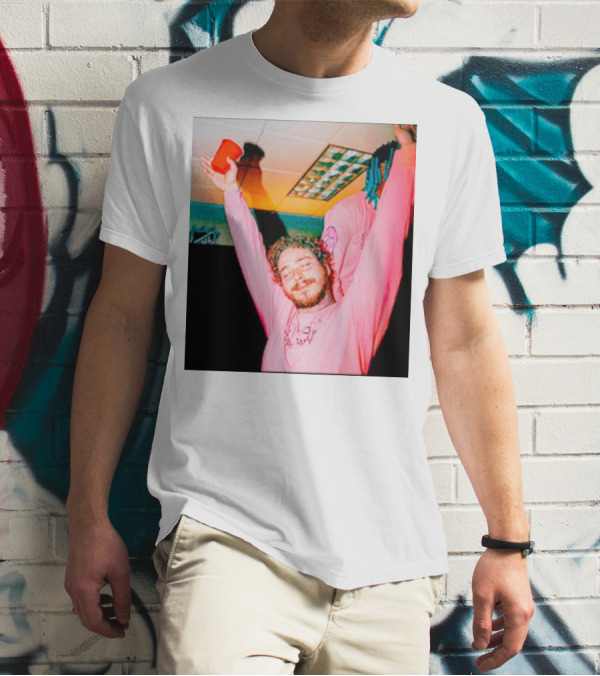 Malone Pink Shirt Red Cup Hands Up T-Shirt