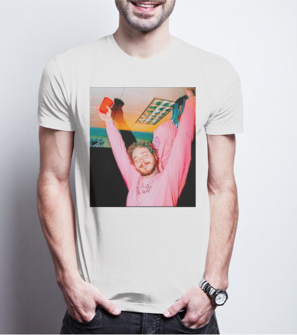 Malone Pink Shirt Red Cup Hands Up T-Shirt
