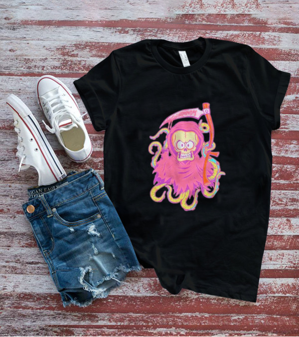 Mark Hoppus Hi My Name Is Mark Reaper Retro Neon Grim Reaper T-Shirt