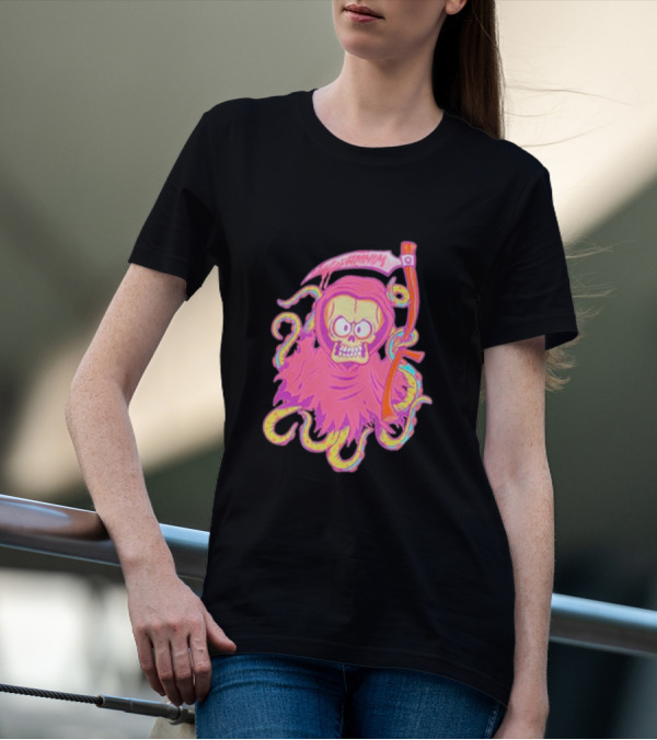 Mark Hoppus Hi My Name Is Mark Reaper Retro Neon Grim Reaper T-Shirt