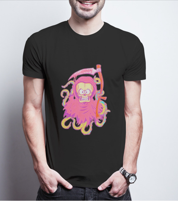 Mark Hoppus Hi My Name Is Mark Reaper Retro Neon Grim Reaper T-Shirt