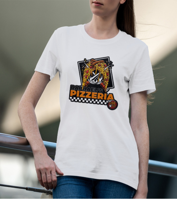 Raphael's Pizzeria Just Stab N' Go Pizza Graphic With Slicing Swords T-Shirt