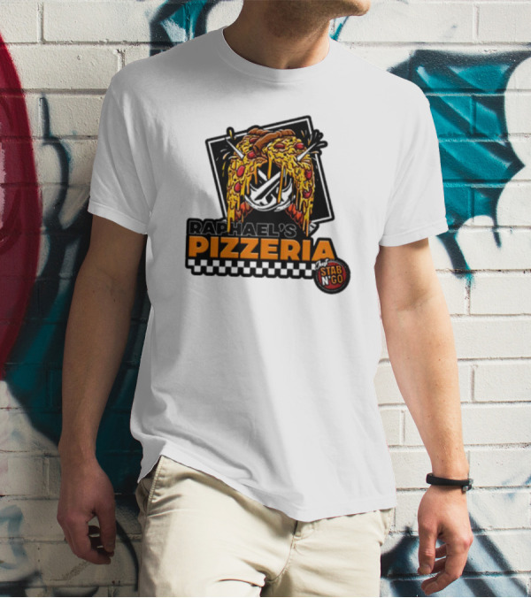 Raphael's Pizzeria Just Stab N' Go Pizza Graphic With Slicing Swords T-Shirt