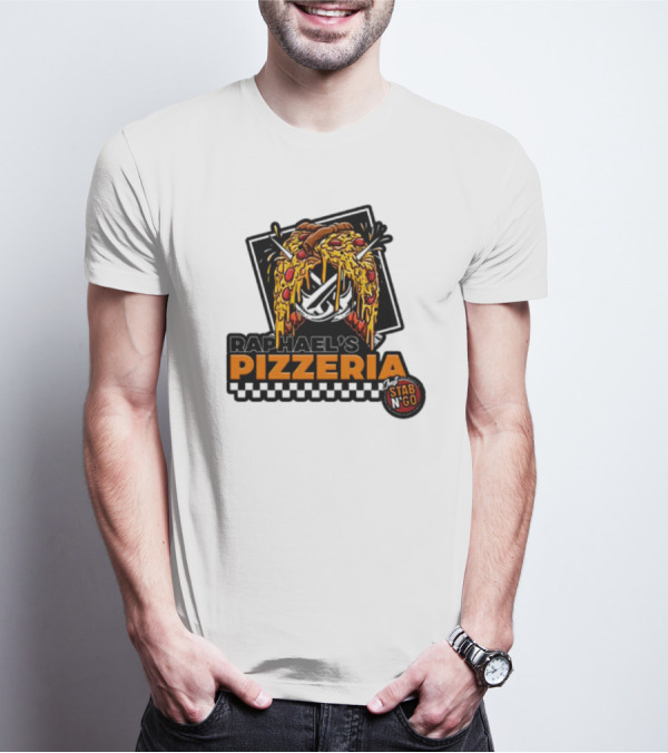 Raphael's Pizzeria Just Stab N' Go Pizza Graphic With Slicing Swords T-Shirt