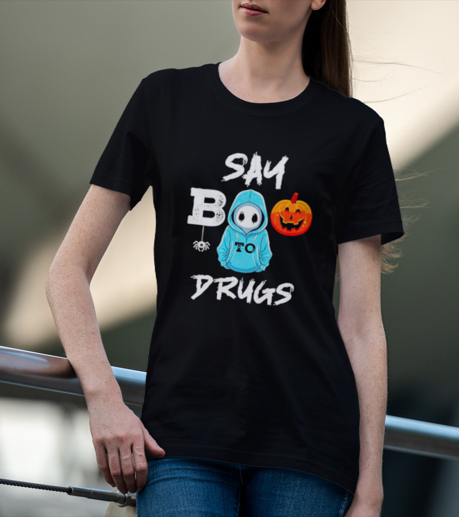 Red Ribbon Week Awareness Say Boo To Drugs Halloween Pumpkin T-Shirt