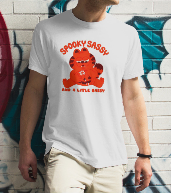 Spooky Sassy And A Little Gassy Halloween Cat Eating Candy T-Shirt