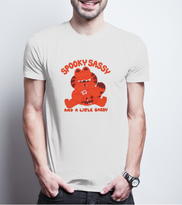 Spooky Sassy And A Little Gassy Halloween Cat Eating Candy T-Shirt