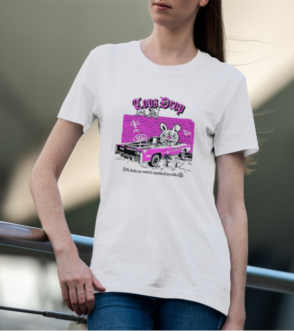 Tops Drop Feels So Weird Mystical Joyride Pink Lowrider With Cartoon Graffiti T-Shirt