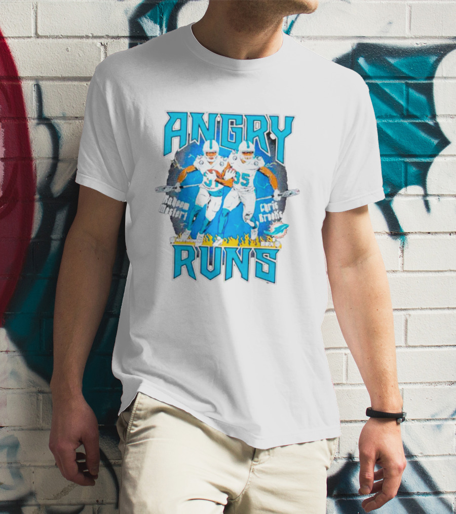 Angry Runs Dolphins Raheem Mostert Chris Brooks Football Action T-Shirt