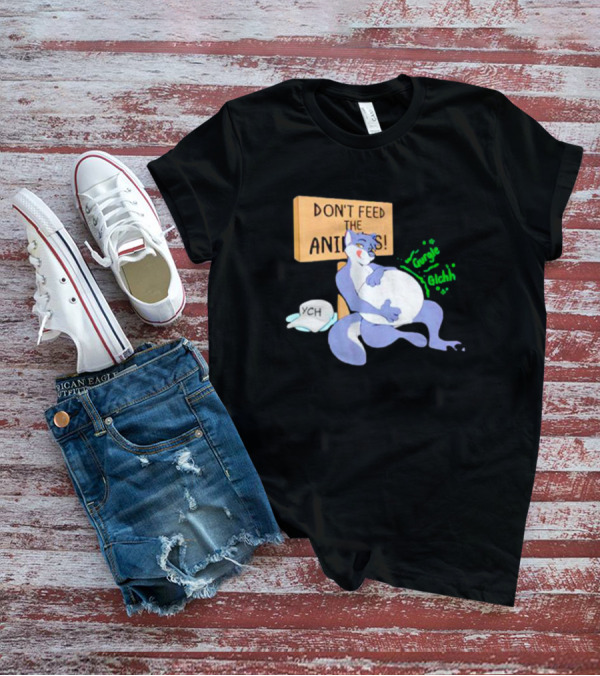 Don’t Feed The Animals Gurgle Glchh YCH Cartoon Fox Plush Stomach T-Shirt