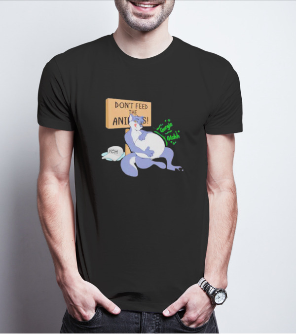 Don’t Feed The Animals Gurgle Glchh YCH Cartoon Fox Plush Stomach T-Shirt