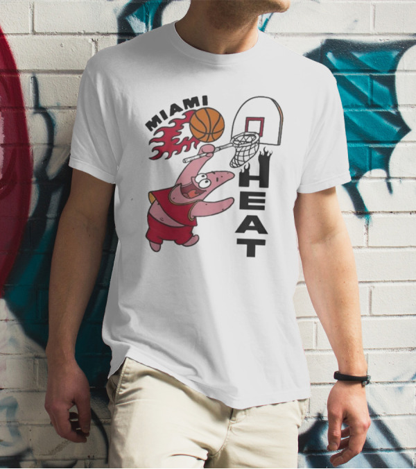 Miami Heat Homage Patrick Star Basketball Dunking Fun T-Shirt