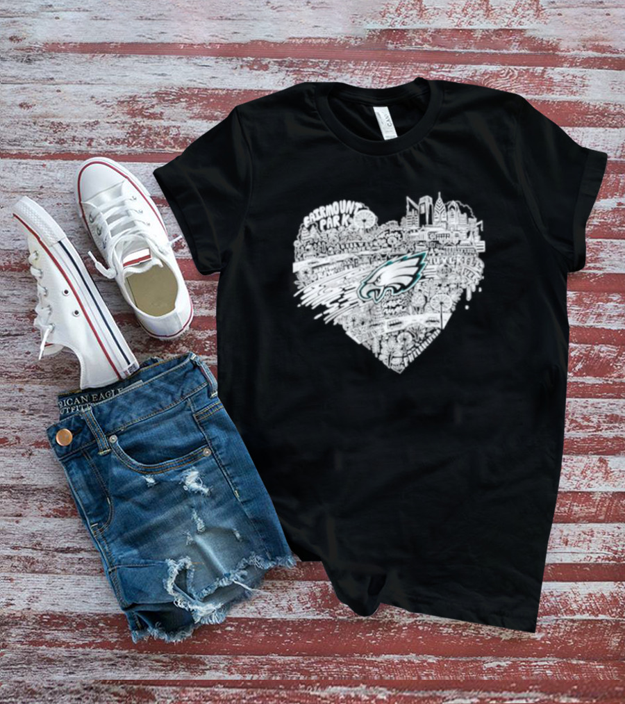 Philadelphia Eagles Fairmount Park West River Heart T-Shirt
