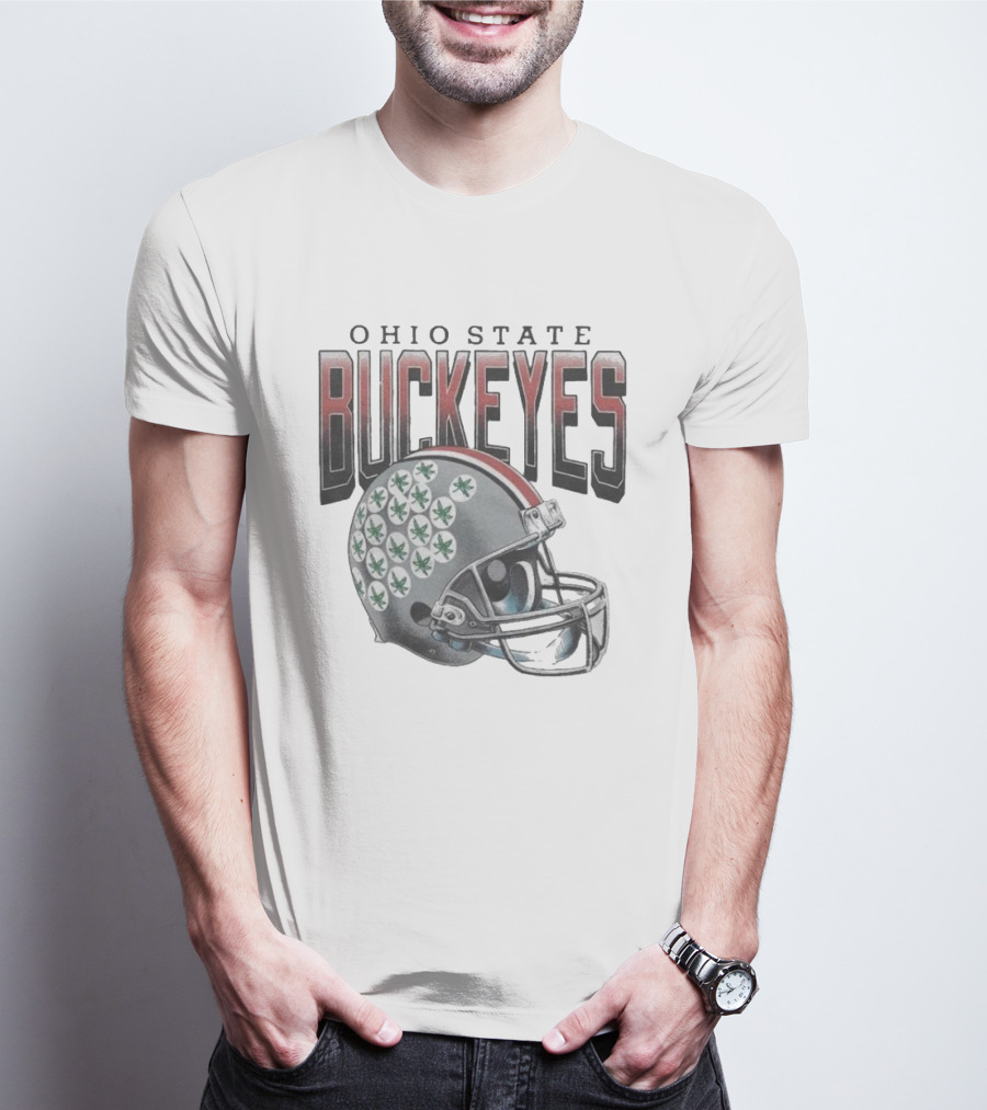 Ohio State Buckeyes Helmet With Leaf Stickers T-Shirt