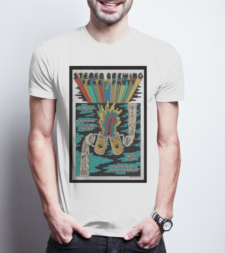 Stereo Brewing 7 Year Party October 7th Live Music Special Beers Food Friendship T-Shirt