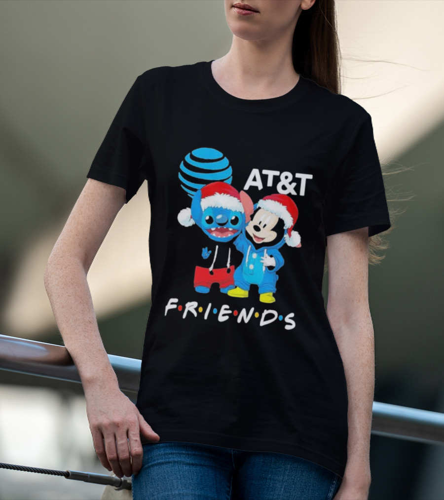 AT&T Stitch And Mickey Mouse Friends Merry Christmas T-Shirt