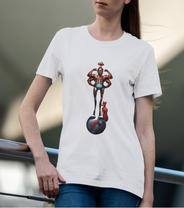 Travis Scott Circus Maximus Strongman And Feline On Globe T-Shirt
