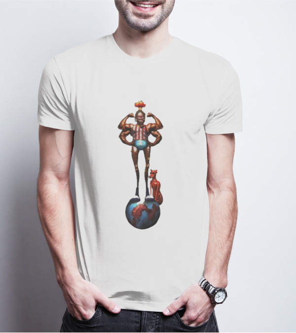 Travis Scott Circus Maximus Strongman And Feline On Globe T-Shirt