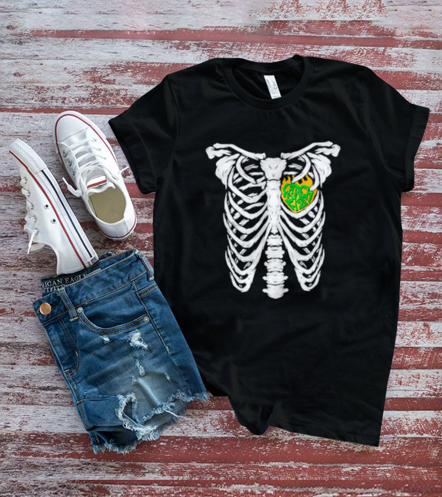 Catch 2 2 Never Die Skeleton Ribcage Flame T-Shirt