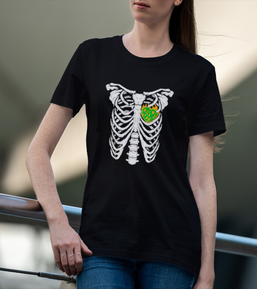 Catch 2 2 Never Die Skeleton Ribcage Flame T-Shirt
