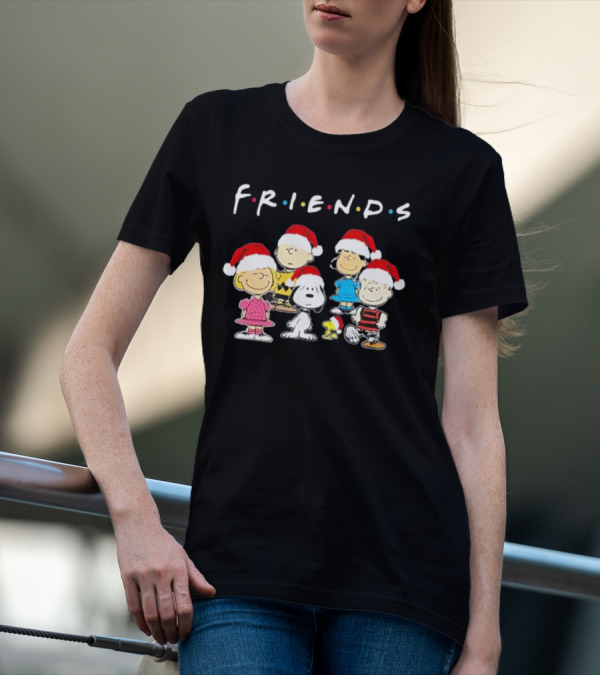 Charlie Brown Snoopy Woodstock Friends Christmas Santa Hats T-Shirt