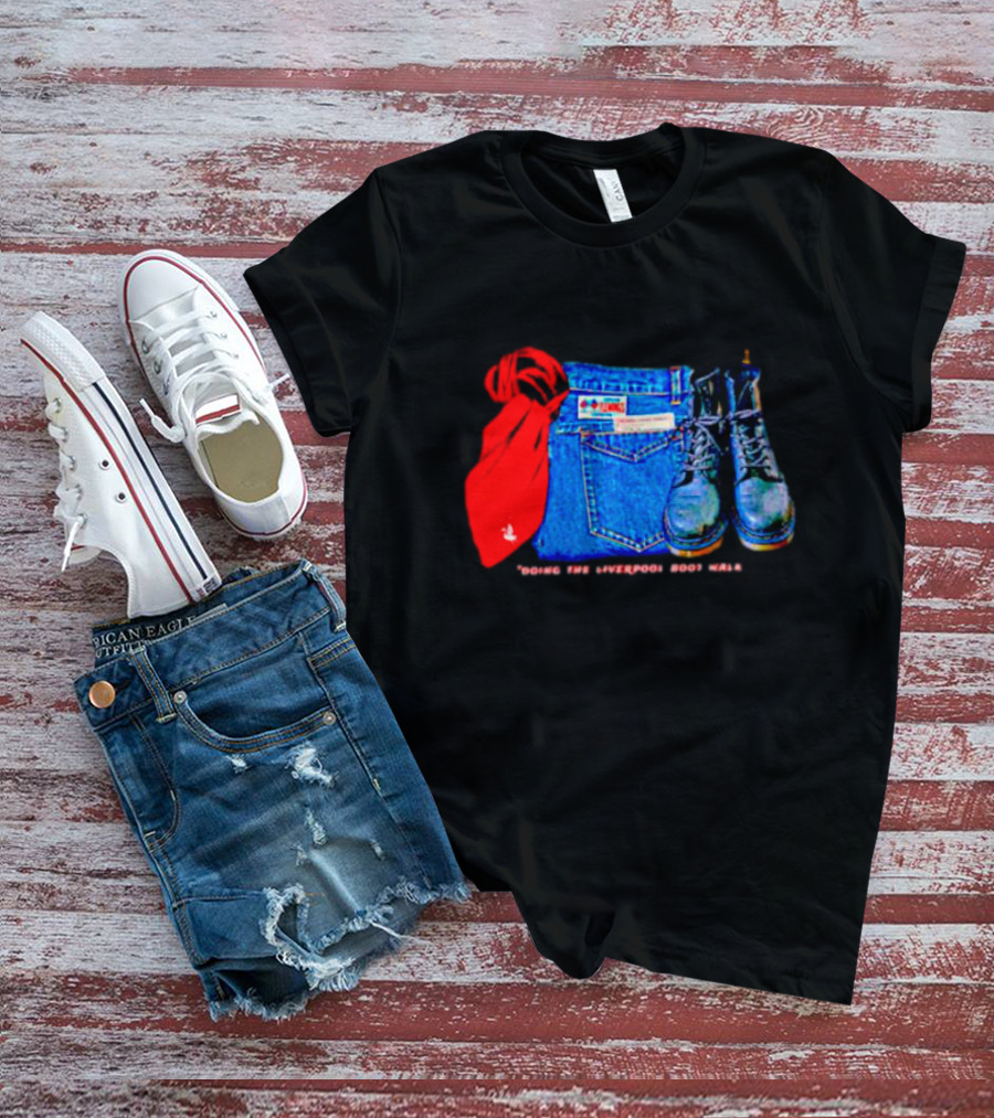 Red Scarf Denim And Boots Liverbird T-Shirt