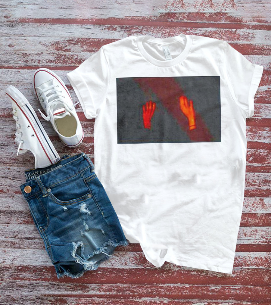 Hands To The Sky Vibrant Red Elevated Gesture T-Shirt