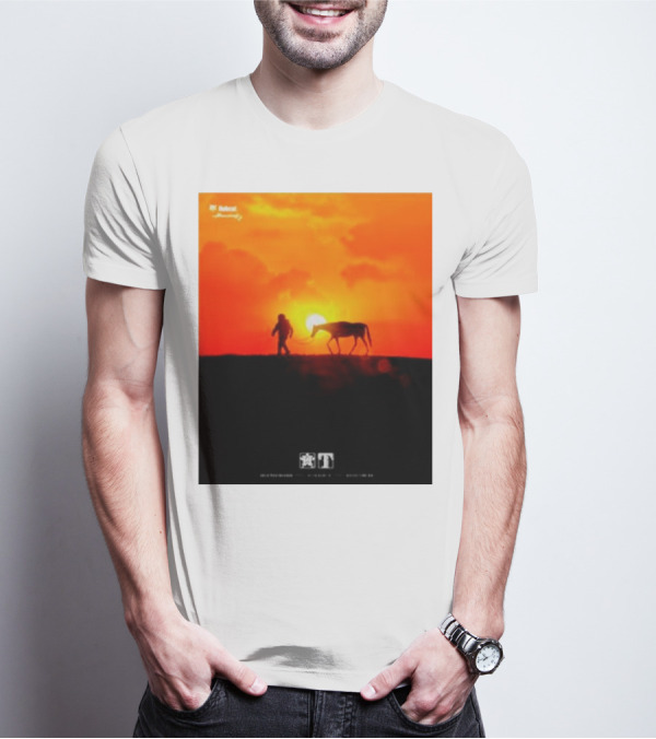 Houston Sunset Astronaut With Horse In Space City Meets Wild West T-Shirt