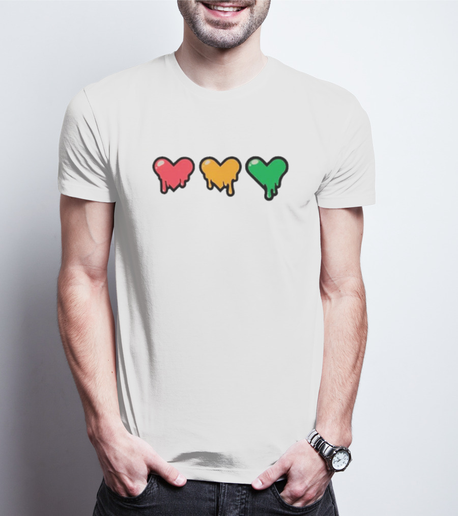 Life Series Heart Drip Trio Red Yellow Green T-Shirt