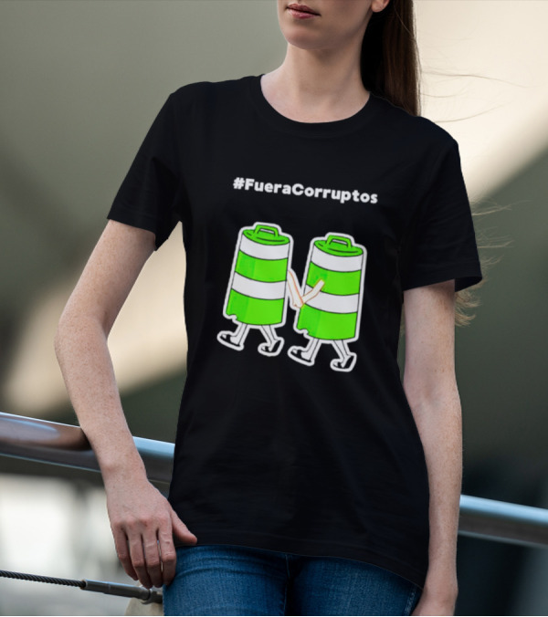 Paola Hurtado Uri Samayoa #Fueracorruptos Green Bins Handshake T-Shirt