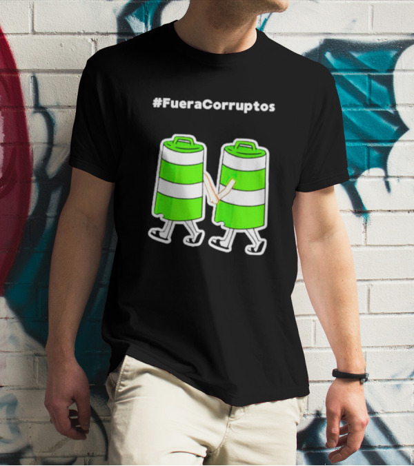 Paola Hurtado Uri Samayoa #Fueracorruptos Green Bins Handshake T-Shirt
