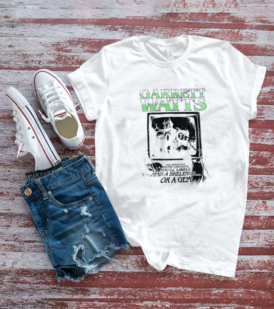 Garrett Watts Haunted Ghosts Skeleton Gem TV House Image T-Shirt