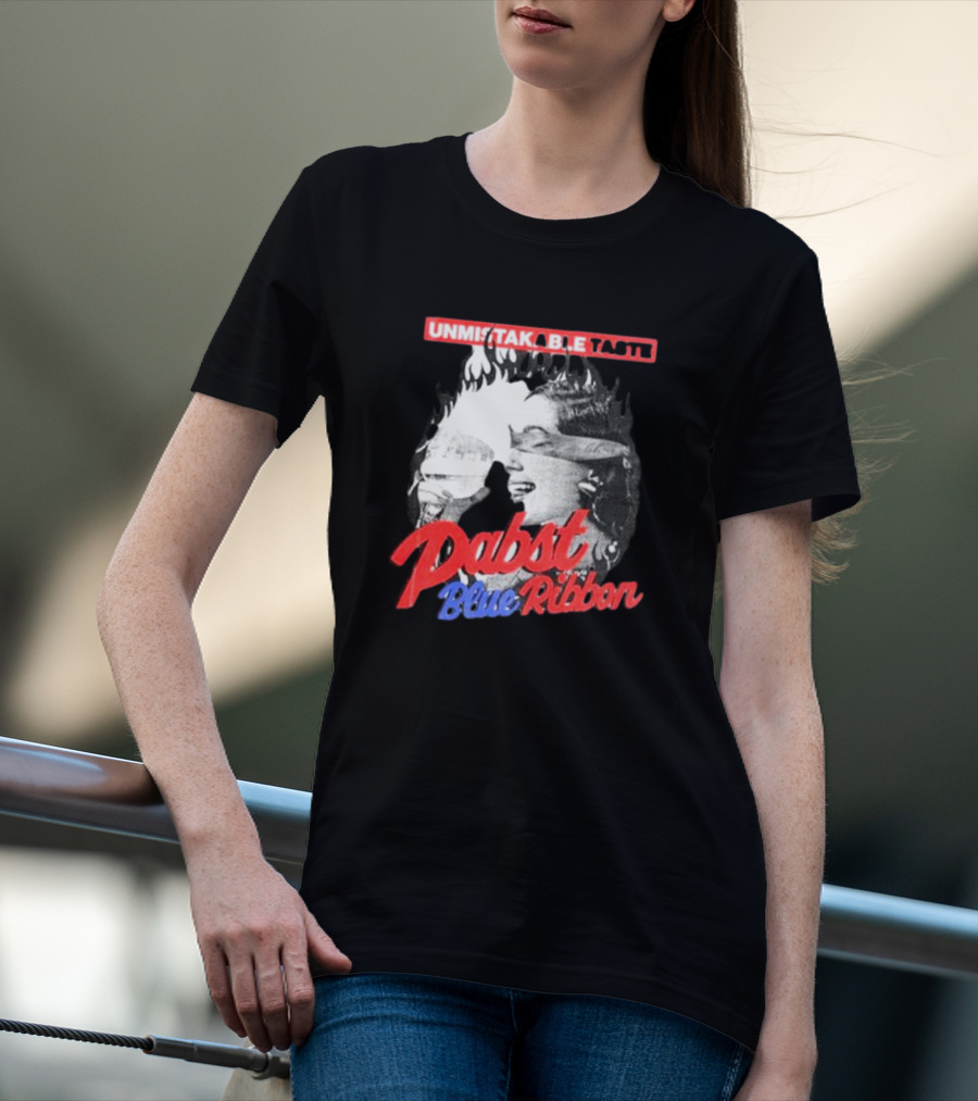 Unmistakable Taste Pabst Blue Ribbon Fiery T-Shirt