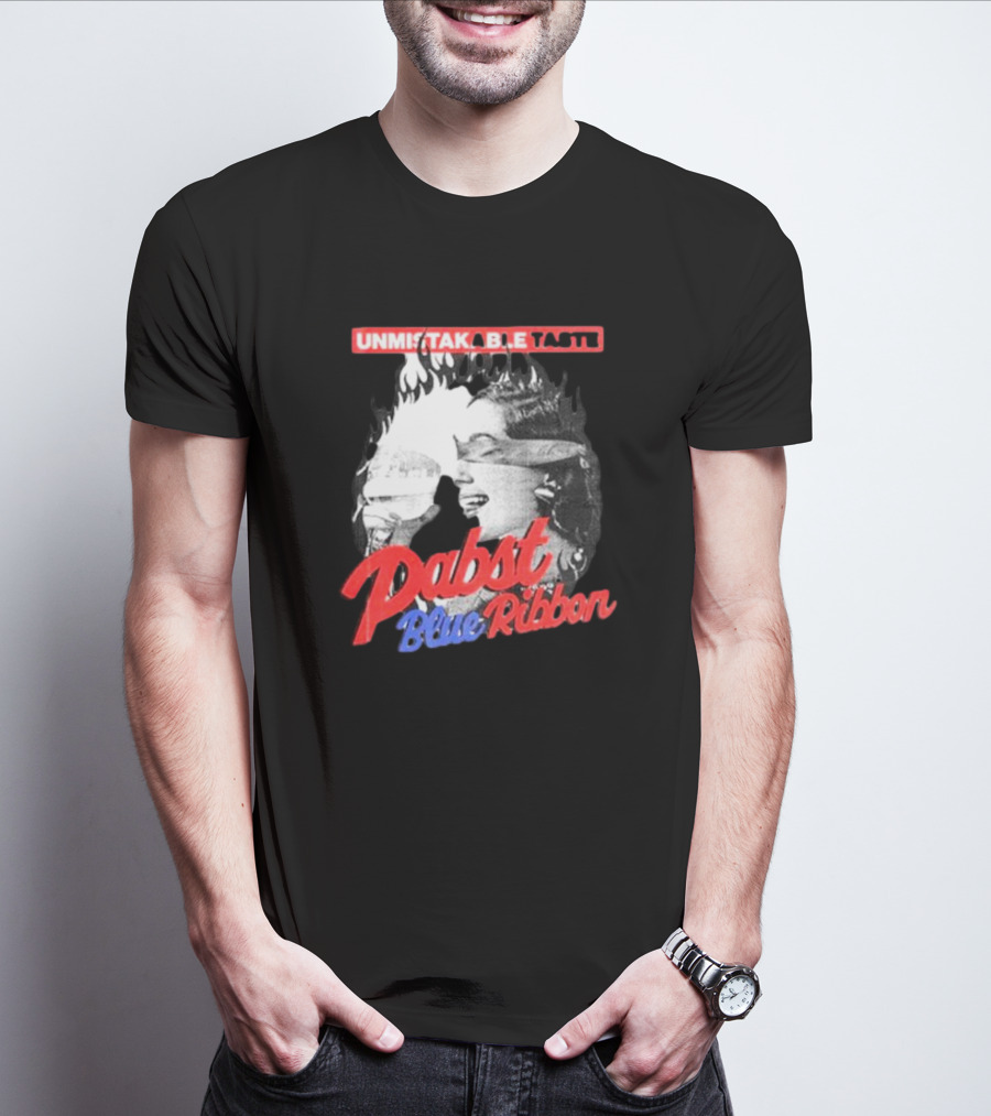 Unmistakable Taste Pabst Blue Ribbon Fiery T-Shirt