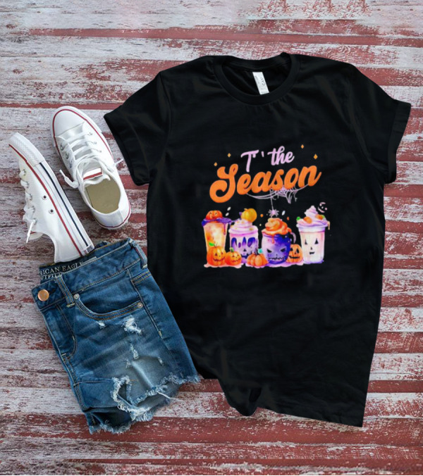 Sandjest Halloween Tis The Season Pumpkin Drinks T-Shirt