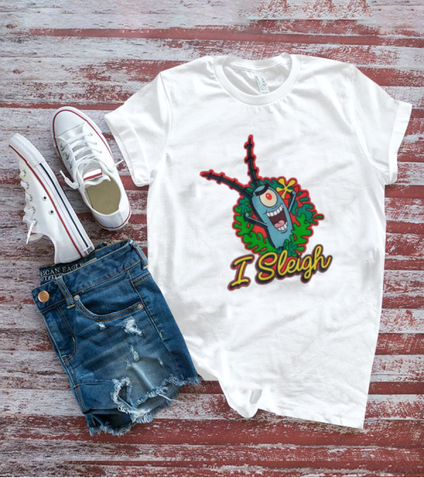 SpongeBob SquarePants Plankton I Sleigh Christmas Holiday Wreath T-Shirt